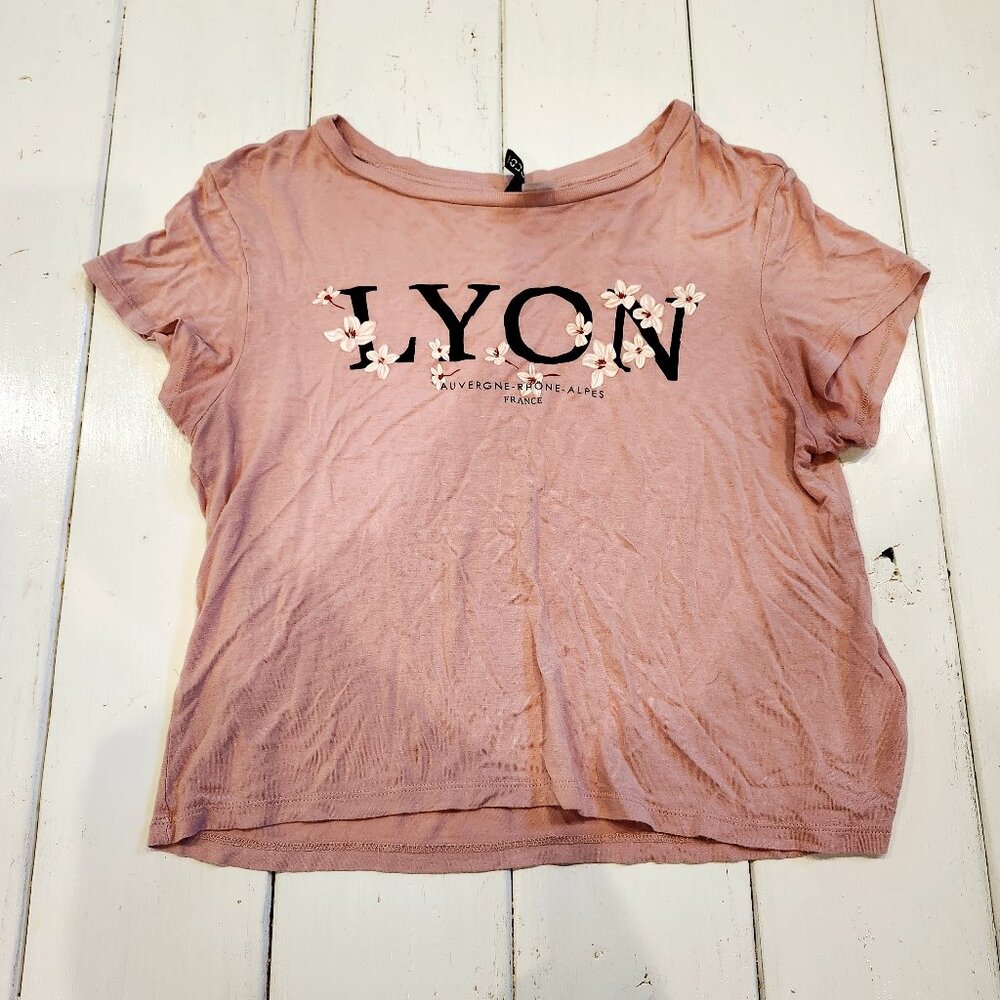 DIVIDED by H&M Lyon T-shirt Pink Floral Women's Size M